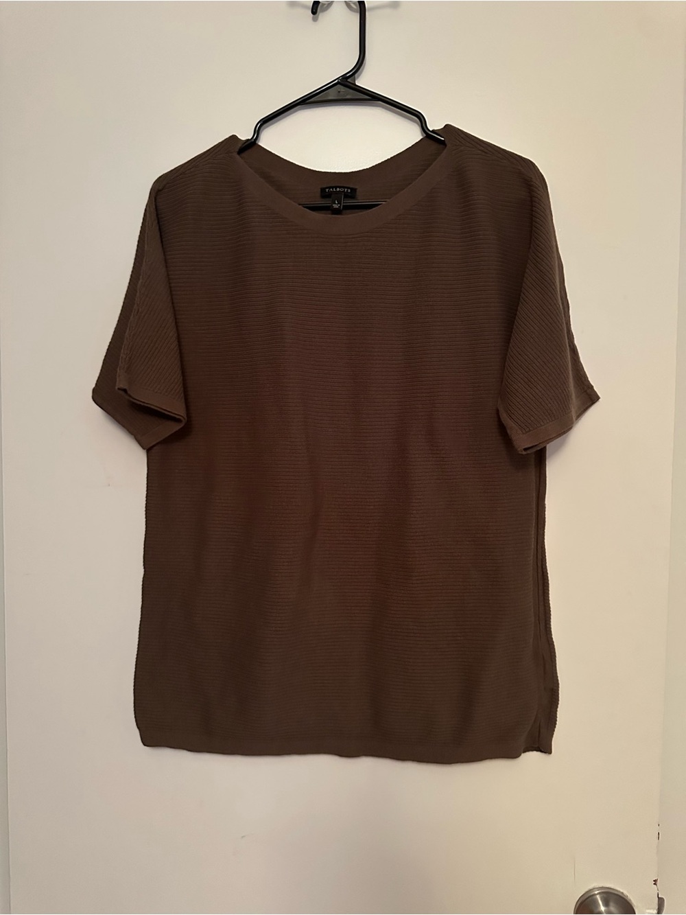 Talbots Brown Short-Sleeve Textured Knit Top